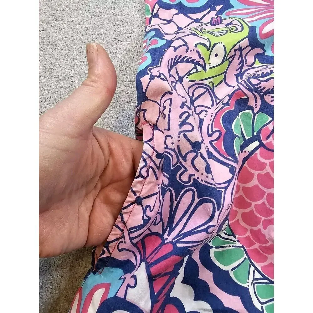 Lilly Pulitzer Short Sleeve Tunic Dress Animals Floral Pink Cotton Youth Girls 8